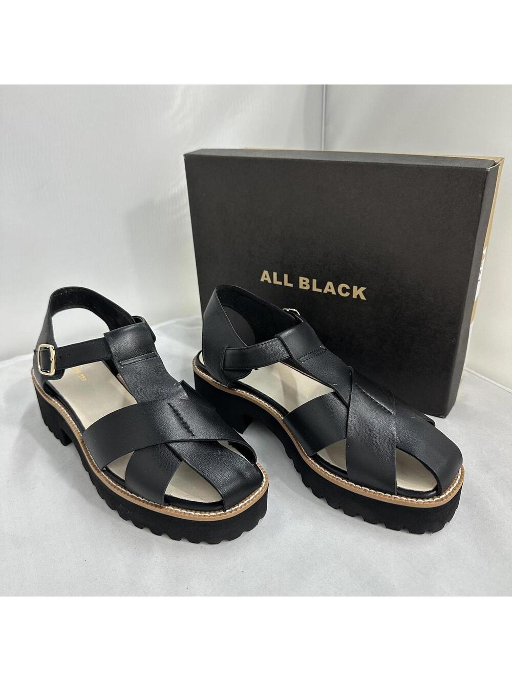 All Black Chunky Platform Sandals (9)